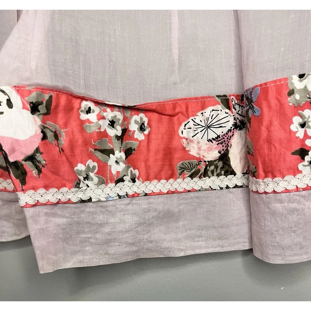 2 Pc Vintage Half Apron Hostess Semi-Sheer Pink Floral/Fruit Motiff And Gingham